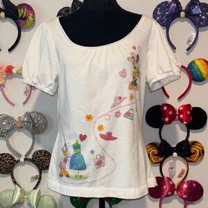 Disney White Short-Sleeve Graphic Puff Top